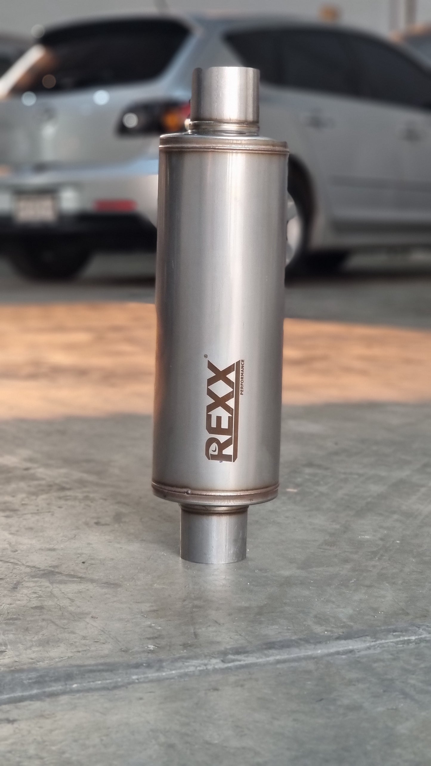 REXX StagePro R 2.5"x5"x19" High Performance Straight Round Muffler Stainless Steel 409 - SPR25125