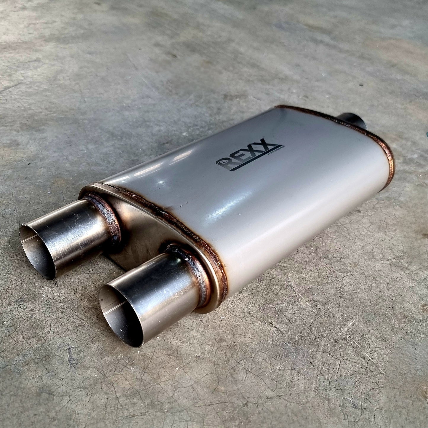 REXX StagePro X 2.5" Muffler High Performance Stainless Steel DUAL/Center - SPX253