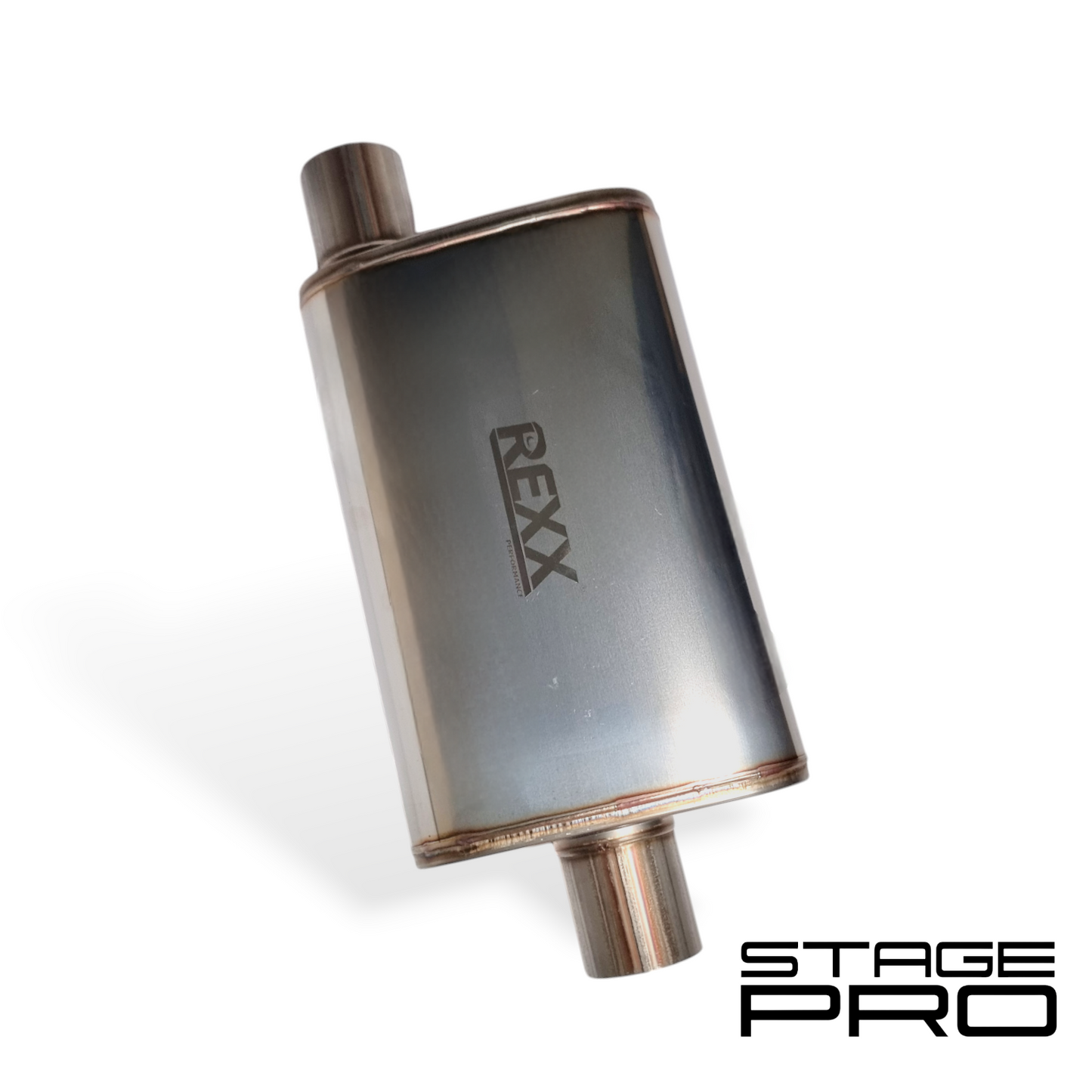 REXX StagePro X 2.5" Muffler High Performance Stainless Steel Offset/Center - SPX252