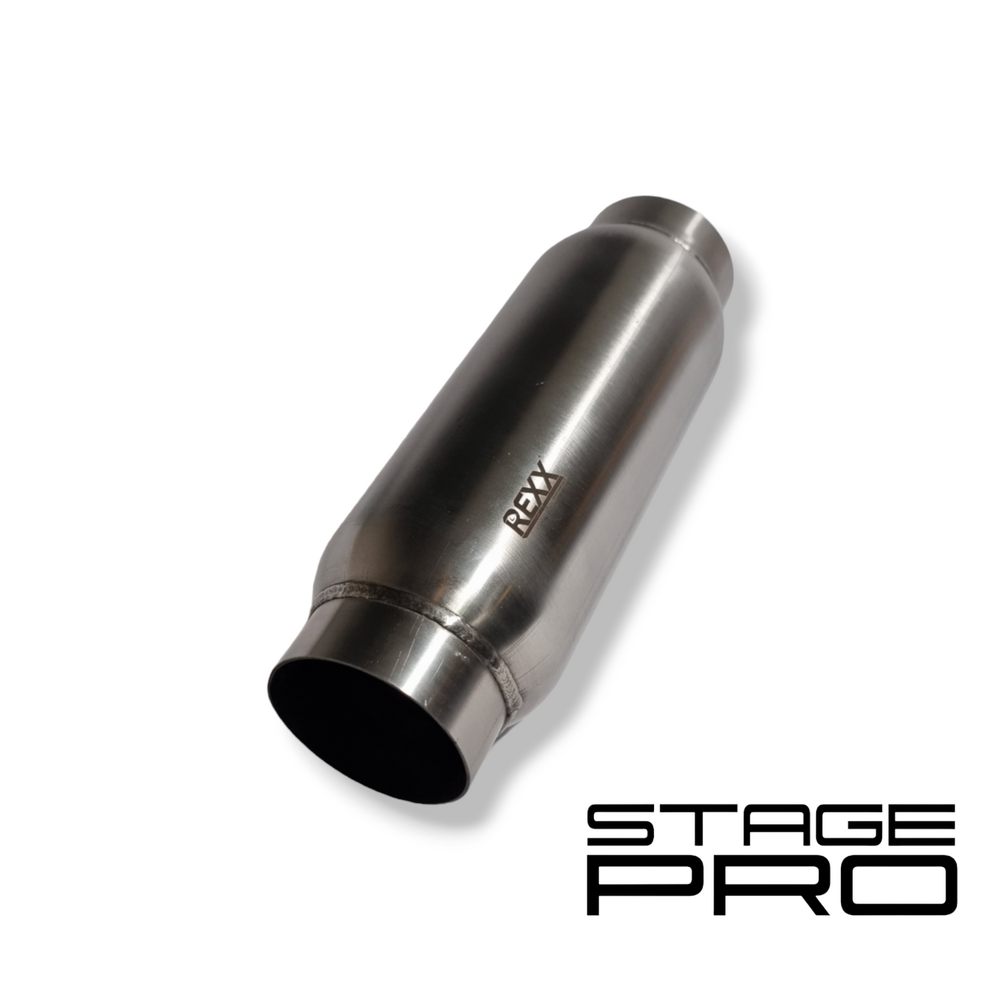 REXX StagePro S 2.5"x12" High Performance Straight Short Muffler Resonator Stainless Steel 409 - SPS251