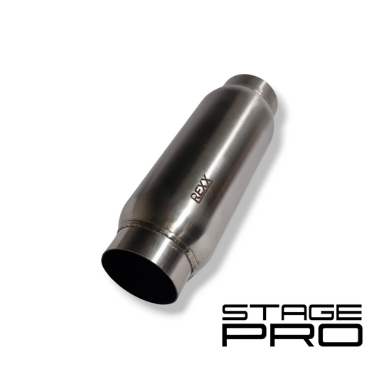 REXX StagePro Short 3"x12" High Performance Straight Short Muffler Resonator Stainless Steel 409 - SPS301