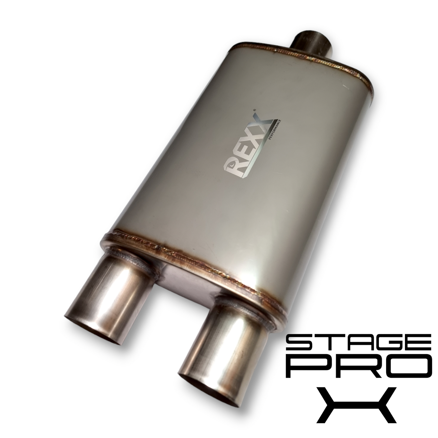 REXX StagePro X 2.5" Muffler High Performance Stainless Steel DUAL/Center - SPX253